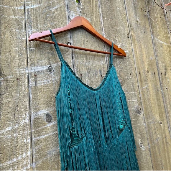 Emerald Green Sequin Fringe Bodycon Mini Dress 🌿 - Picture 5 of 10
